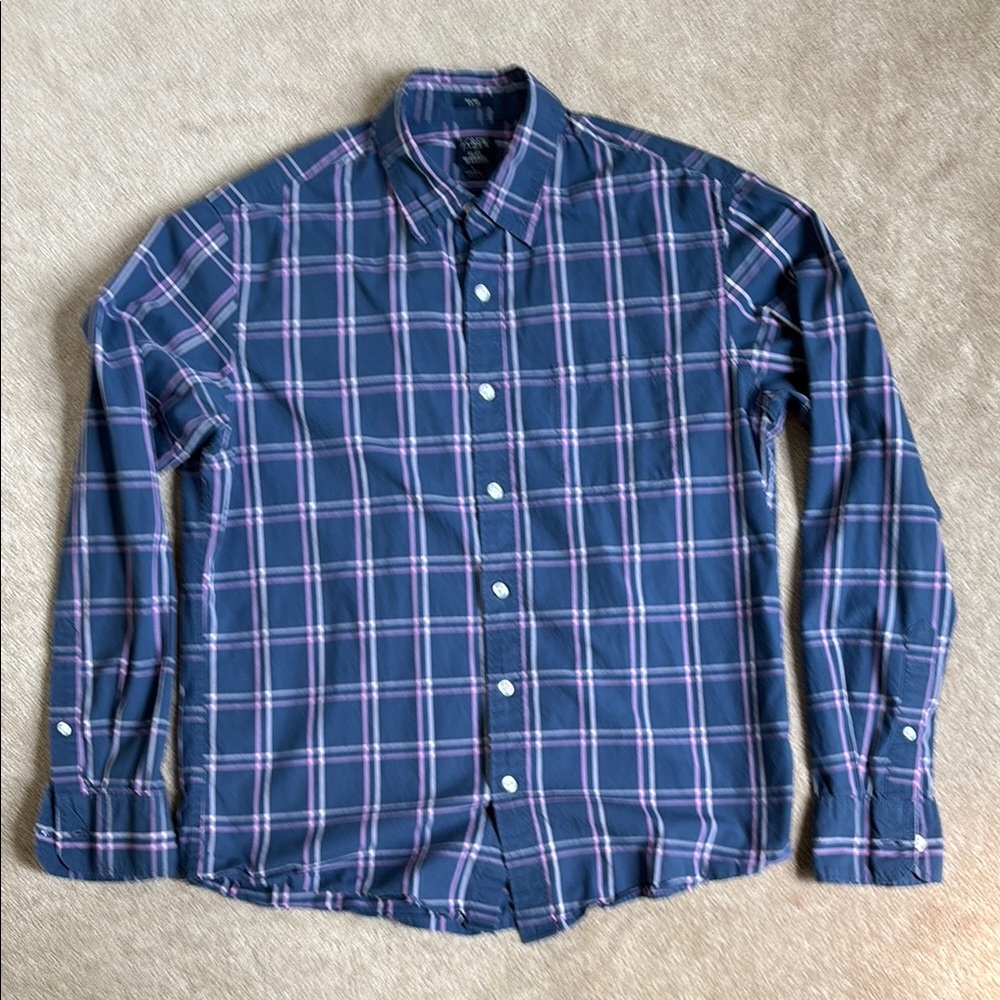 J. Crew Blue and Pink Casual Button Down Shirt